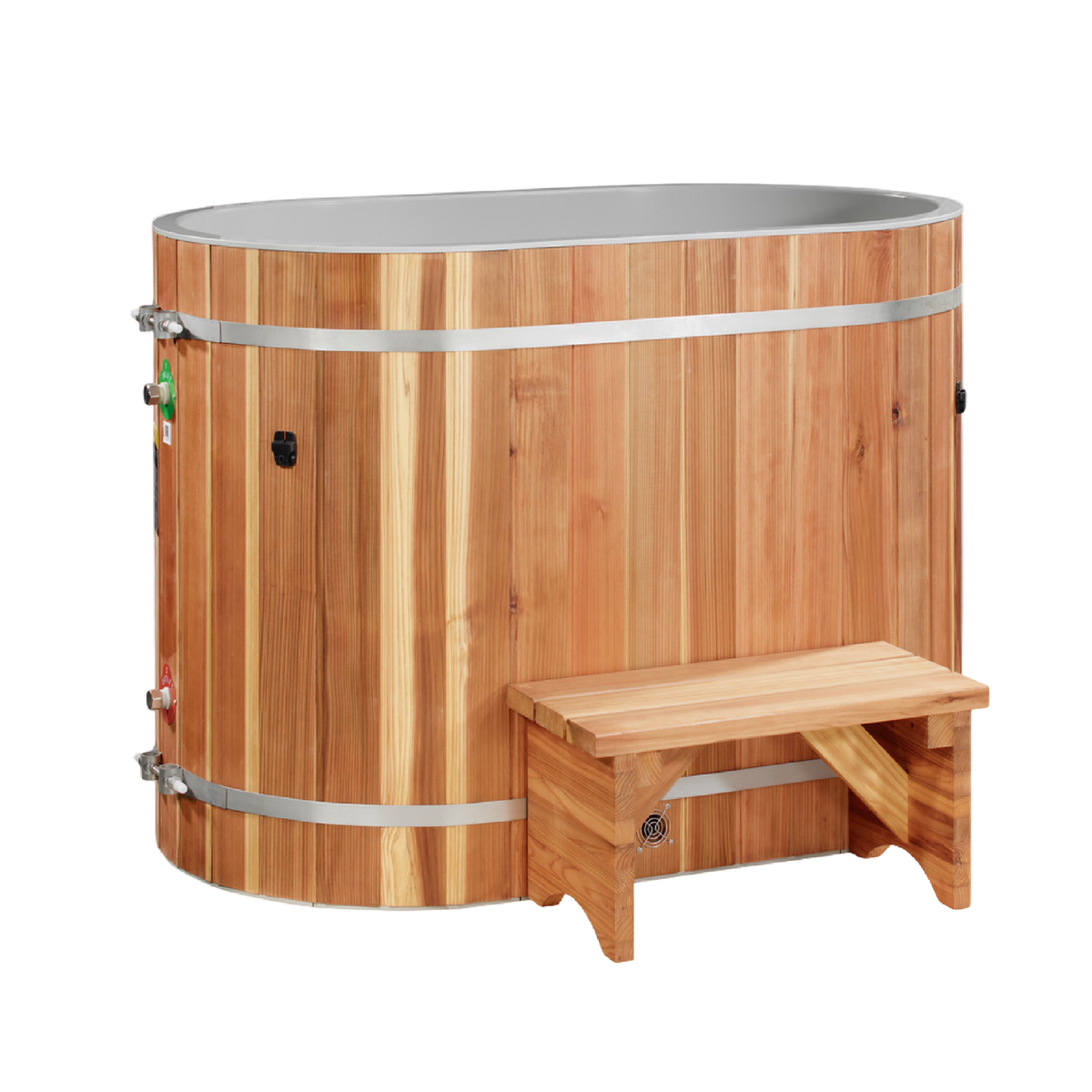Dynamic Cold Therapy Oval Barrel Tub Cold Plunge (50-P) Pacific Cedar - 3/4 IN-OUT without Motor
