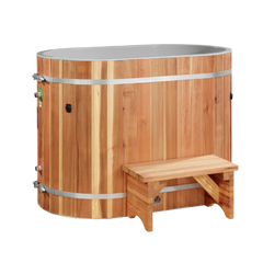 Dynamic Cold Therapy Oval Barrel Tub Cold Plunge (50-P) Pacific Cedar - 3/4 IN-OUT without Motor