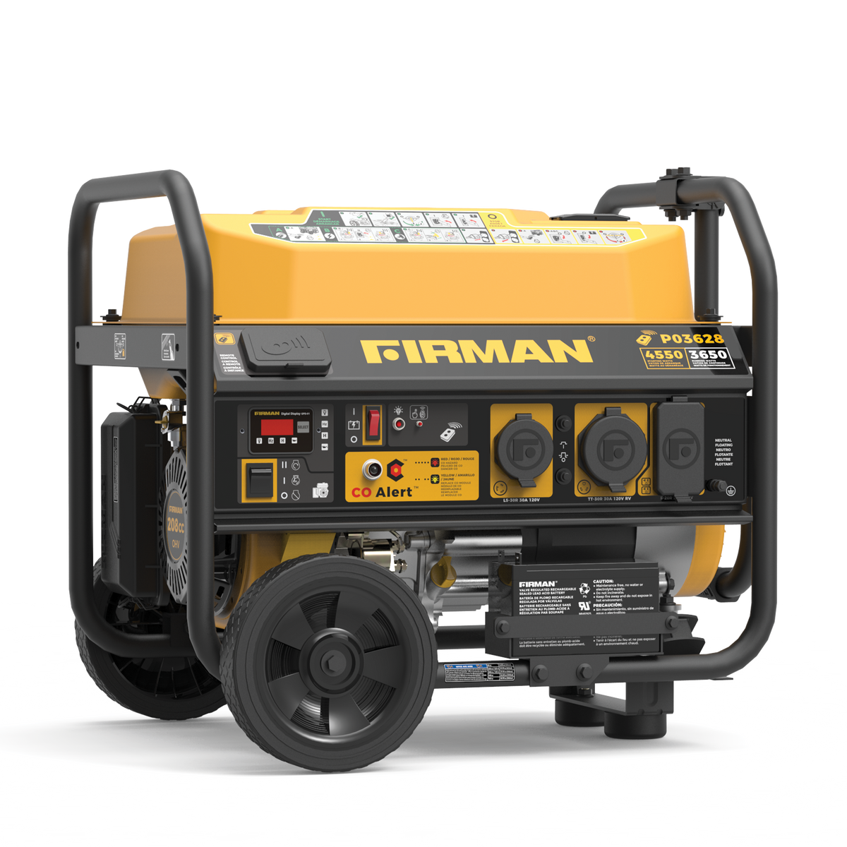 FIRMAN Power Equipment Gas Portable Generator 4550/3650W Remote Start with CO Alert