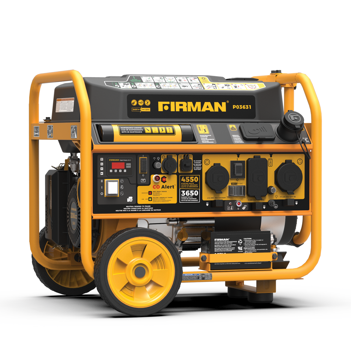 FIRMAN Power Equipment Gas Portable Generator 4550/3650W Remote Start 120/240V with CO alert