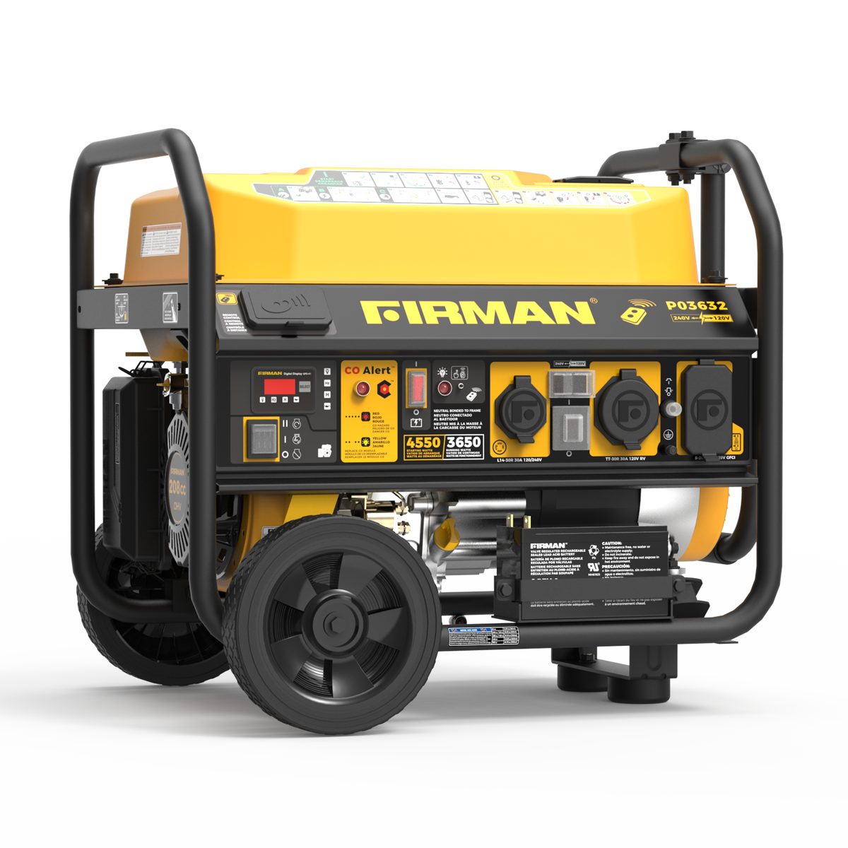 FIRMAN Power Equipment Gas Portable Generator 4550/3650W Remote Start 120/240V With CO Alert