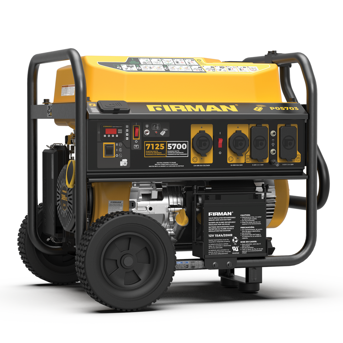 FIRMAN Power Equipment Gas Portable Generator 7125W Remote Start 120/240V