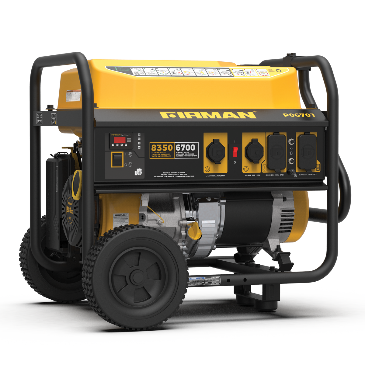 FIRMAN Power Equipment Gas Portable Generator 8350/6700W Recoil Start 120/240V