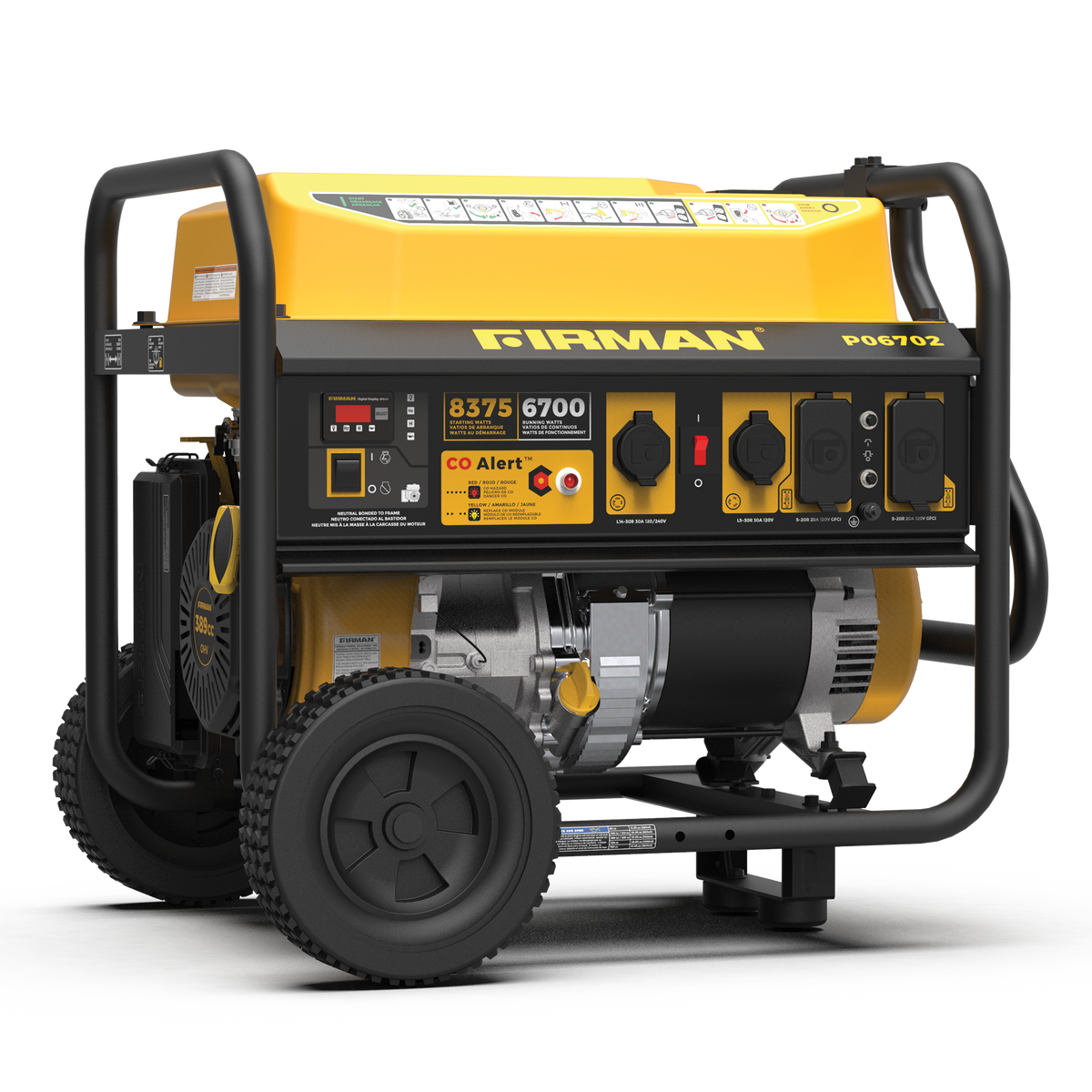 FIRMAN Power Equipment Gas Portable Generator 8375/6700W Recoil Start 120/240V With CO Alert