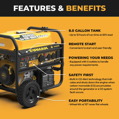 FIRMAN Power Equipment Gas Portable Generator 10000/8000W Remote Start 120/240V with CO Alert