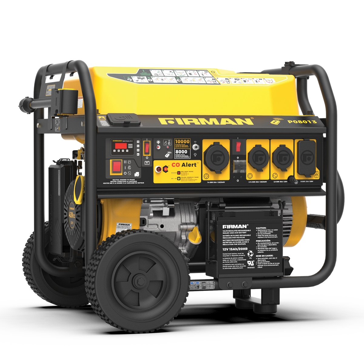 FIRMAN Power Equipment Gas Portable Generator 10000/8000W Remote Start 120/240V with CO alert