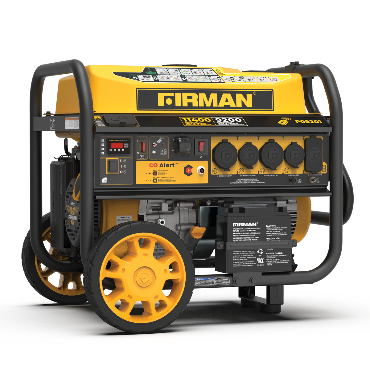 FIRMAN Power Equipment Gas Portable Generator 11400W Remote Start 120/240V with CO alert