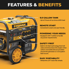 FIRMAN Power Equipment GAS PORTABLE GENERATOR 11600/9300W REMOTE START 120/240V WITH CO ALERT