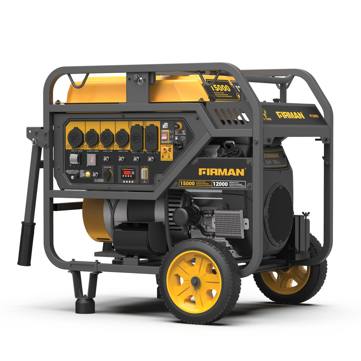 FIRMAN Power Equipment Gas Portable Generator 15000/12000W Electric Start 120/240V with CO Alert