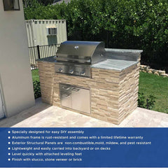 Renaissance Cooking Systems Pro-Fit DIY PRO 6 Ft. Unfinished Grill Island