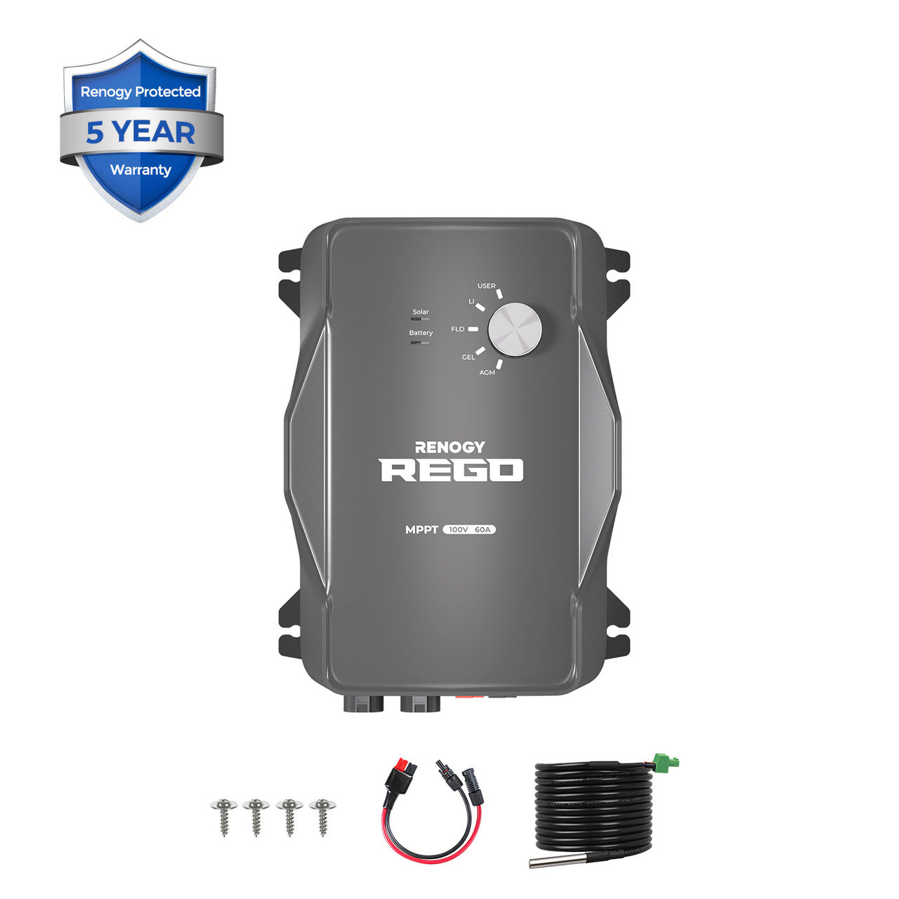 Renogy REGO 12V 60A MPPT Solar Charge Controller + 10Ft Power Cable - Green Vista Living