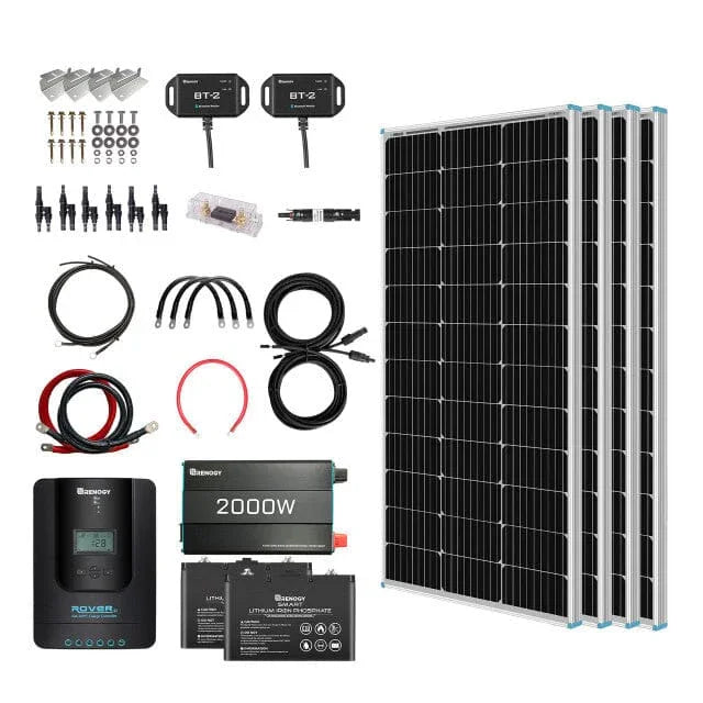 Renogy 400W 12 Volt Complete Solar Kit with Two 100Ah Deep-Cycle AGM / LiFePO4 Batteries - Green Vista Living