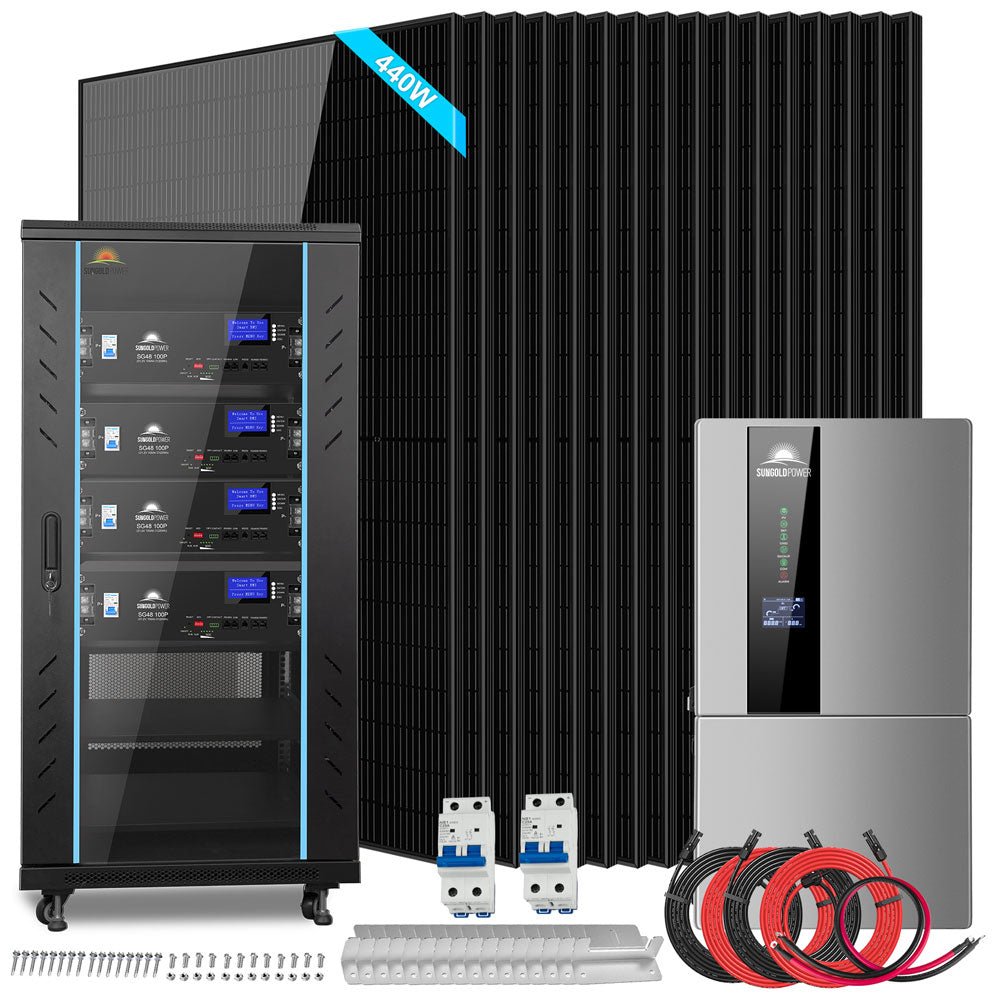 Hybrid Solar Kit 11.4KW 48V Split Phase 20.48KWH Lithium Battery 16 X 450 Watt Solar Panel SGH-11N2E