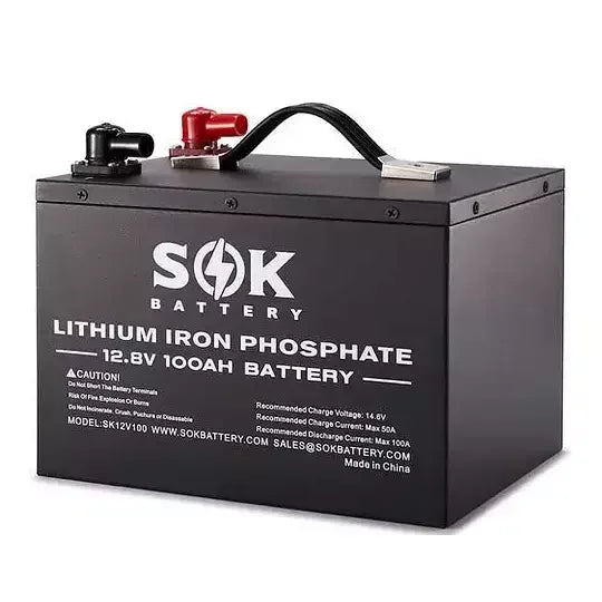 SOK Battery | 12V 100Ah LiFePO4 4D Battery Bluetooth & Built-in Heater Option (Pro)