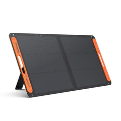 Jackery portable 100W solar panel with foldable design and orange accents