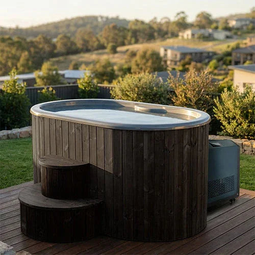 SaunaLife 2-Person Black Thermo-Pine Cold/Hot Plunge Tub w/ Water Chiller/Heater | Model S2B - Green Vista Living