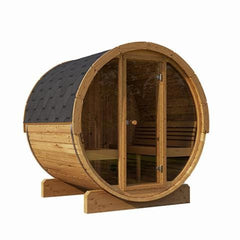 SaunaLife Model E7G Barrel Sauna Glass Front | 4 Persons