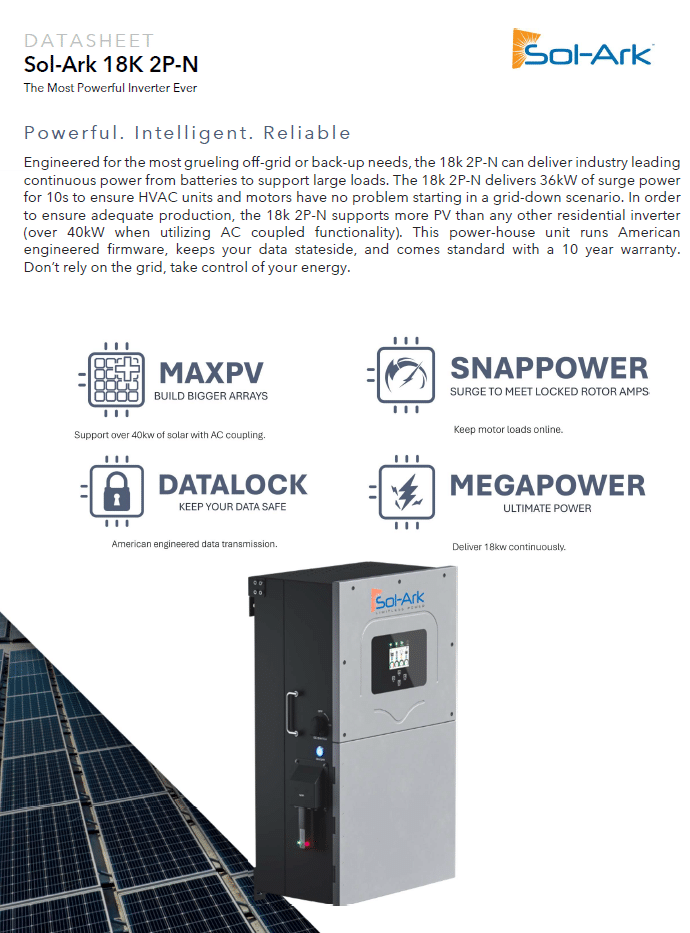 Sol-Ark 18K Hybrid Solar Inverter – All in One