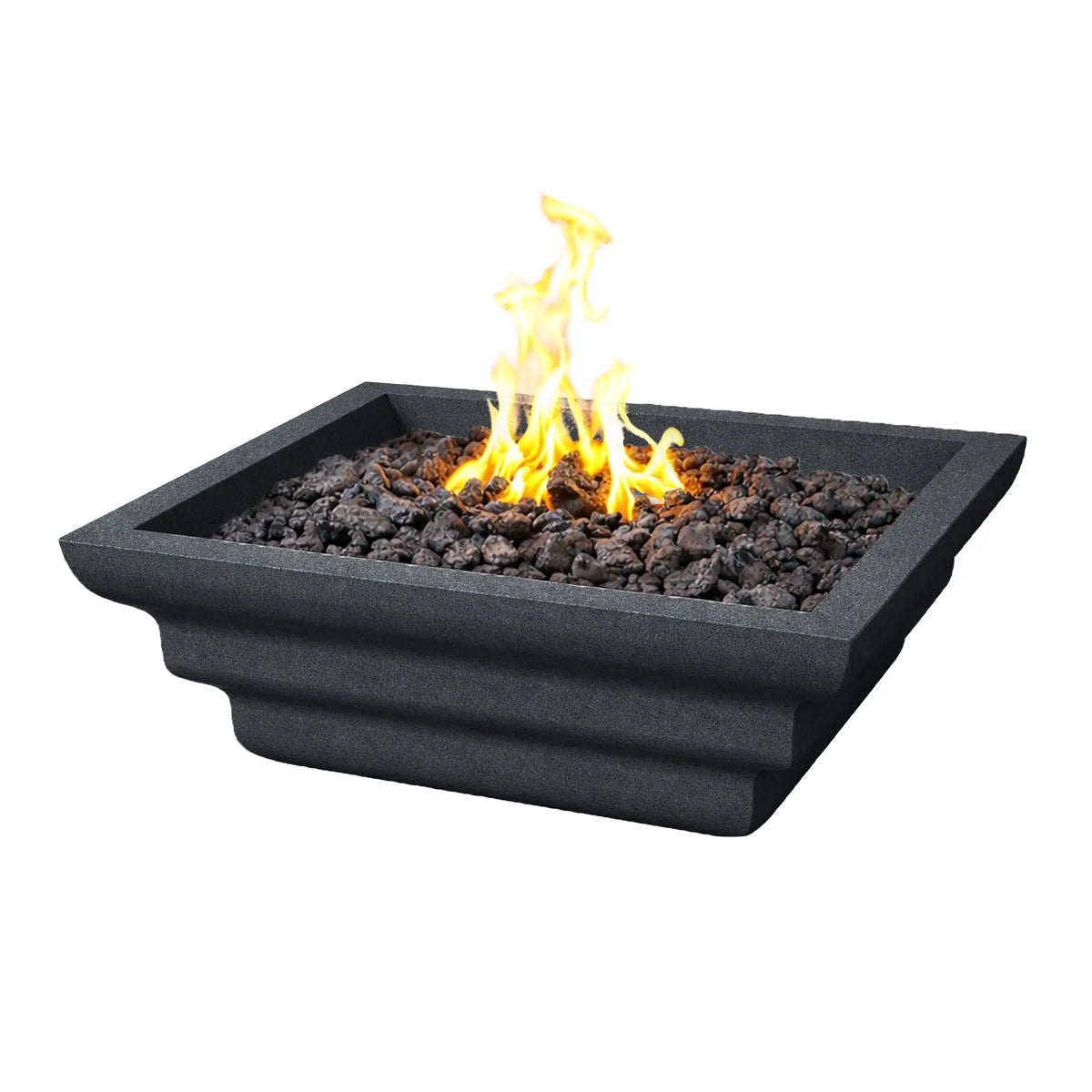 Flame Havens 24" Square Shadow Cast GFRC Concrete Fire Only Bowl by Flame Havens Serenity Series