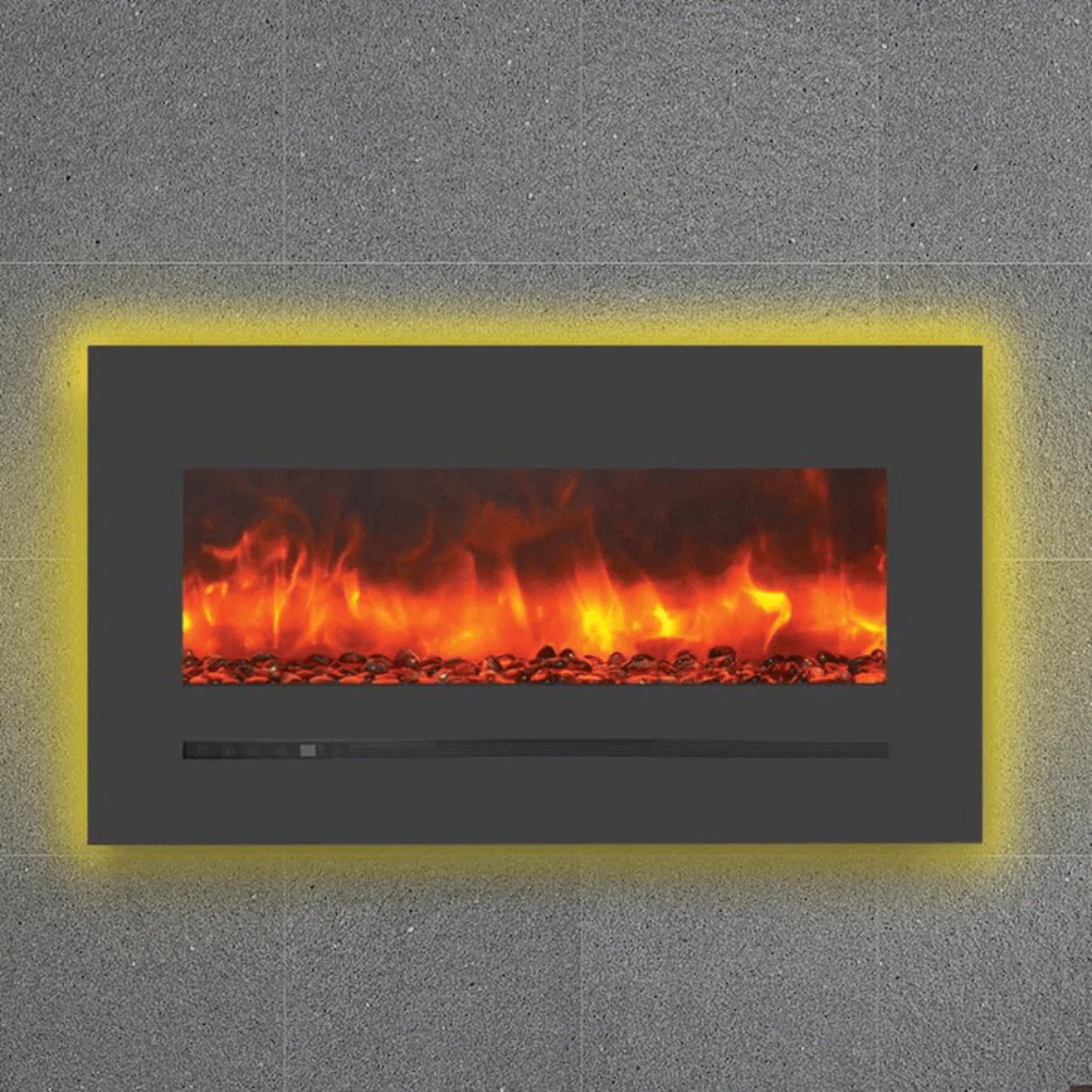 Sierra Flame by Amantii 34" Wall Mount/Flush Mount Electric Fireplace with Deep Charcoal Colored Steel Surround - Green Vista Living