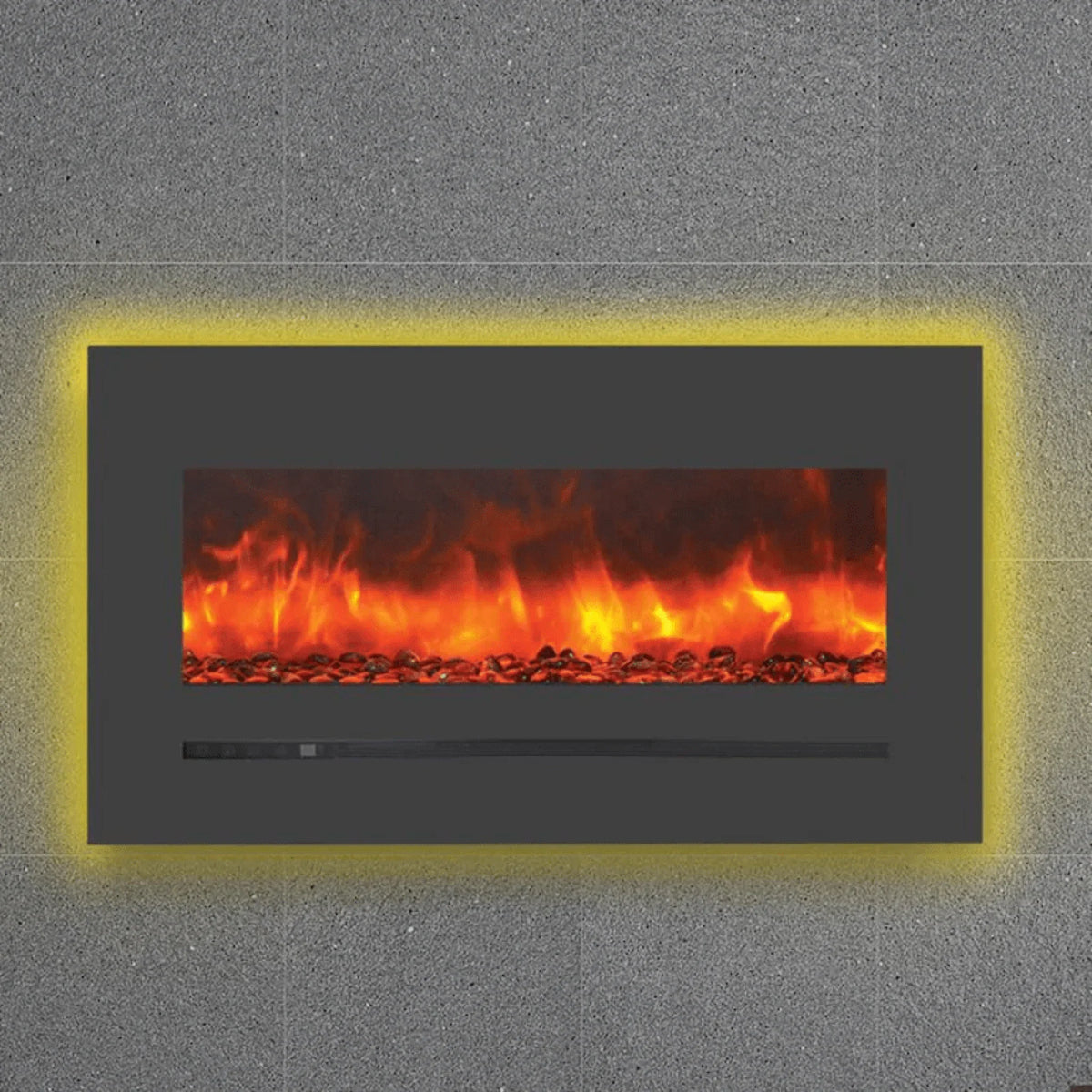Sierra Flame by Amantii 34" Wall Mount/Flush Mount Electric Fireplace with Deep Charcoal Colored Steel Surround - Green Vista Living