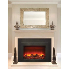 Sierra Flame by Amantii Deep 30"/34" Electric Fireplace Insert with Black Steel Surround - Green Vista Living