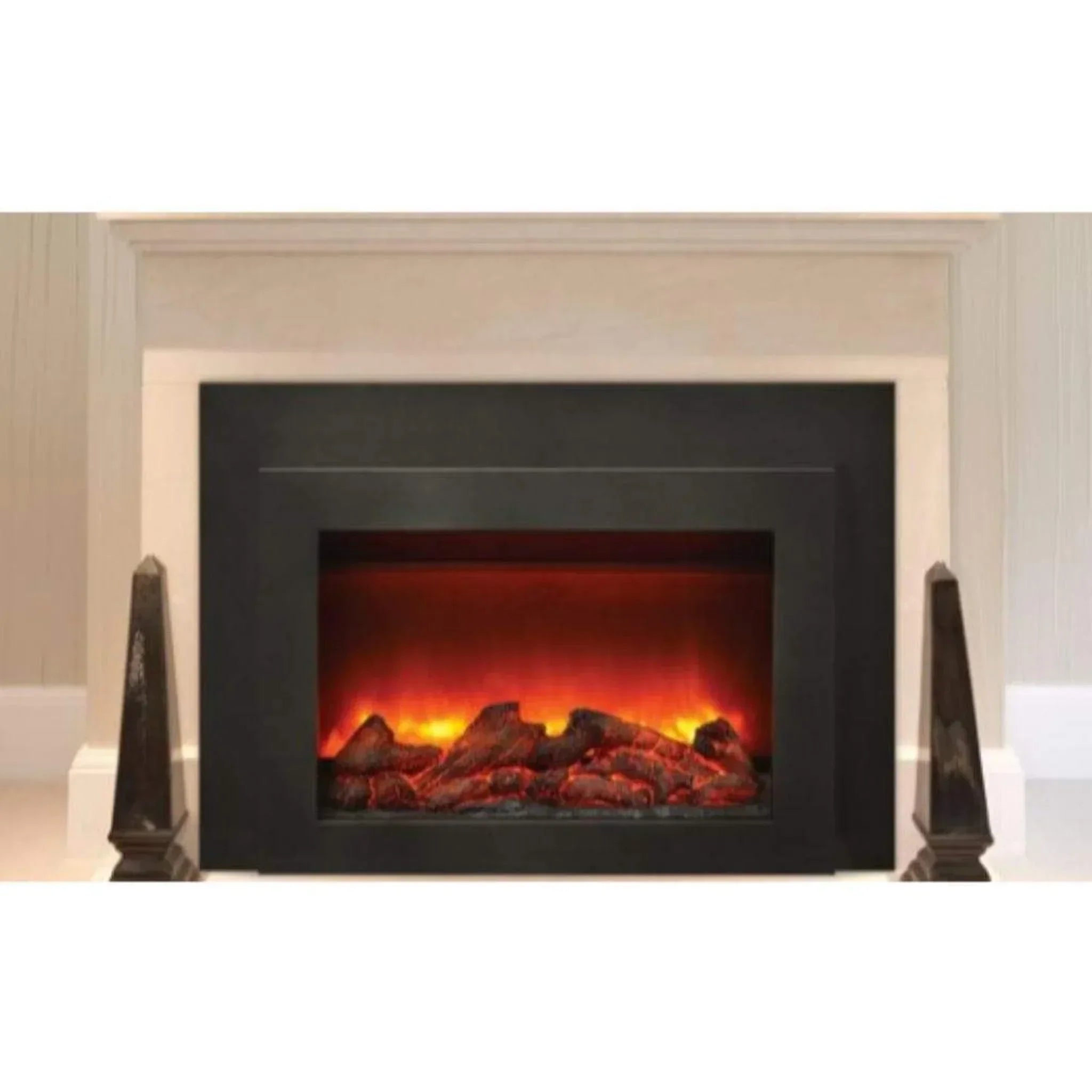 Sierra Flame by Amantii Deep 30"/34" Electric Fireplace Insert with Black Steel Surround - Green Vista Living
