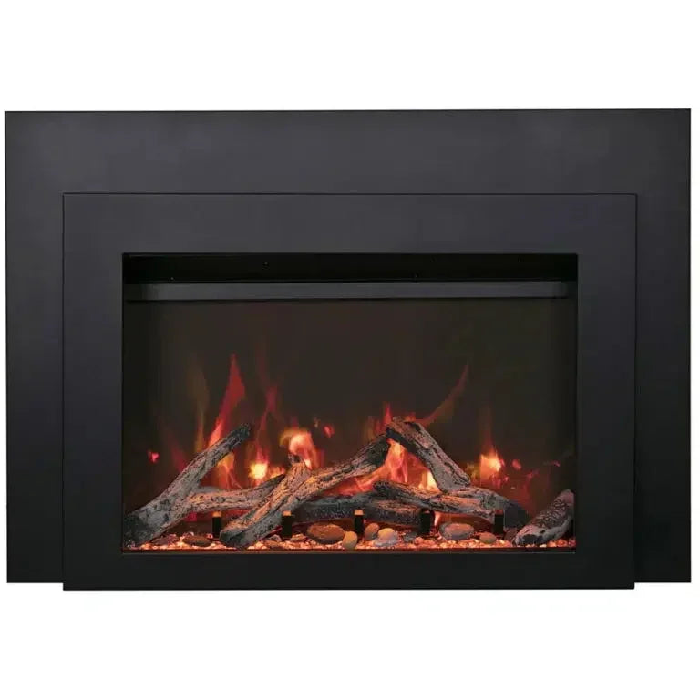 Sierra Flame by Amantii Insert Series 30" Electric Fireplace Insert With Black Steel Surround and Overlay - Green Vista Living