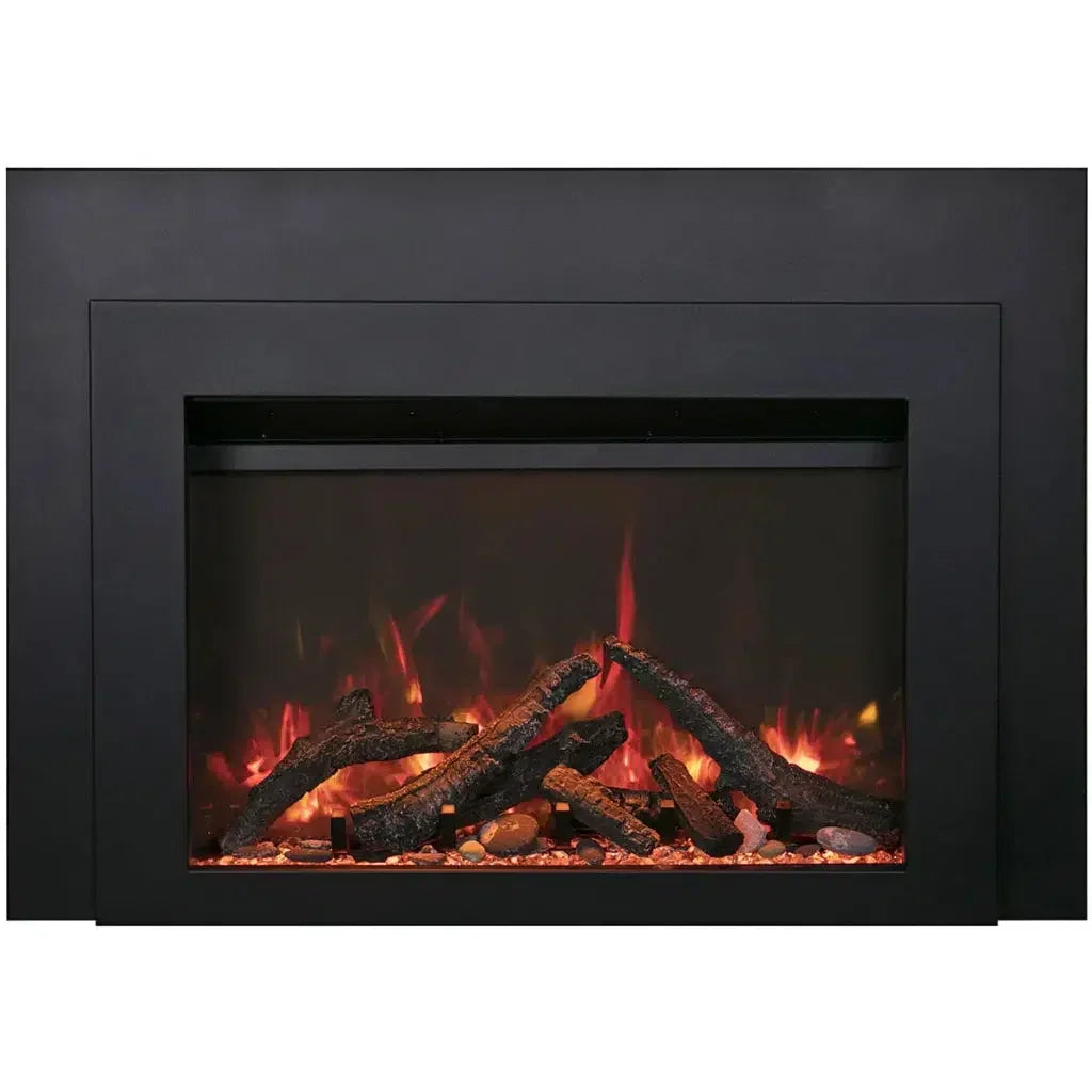 Sierra Flame by Amantii Insert Series 34" Electric Fireplace Insert With Black Steel Surround and Overlay - Green Vista Living