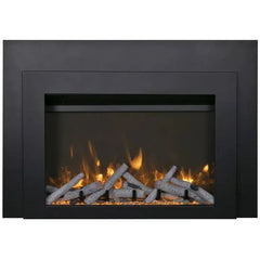 Sierra Flame by Amantii Insert Series 34" Electric Fireplace Insert With Black Steel Surround and Overlay - Green Vista Living