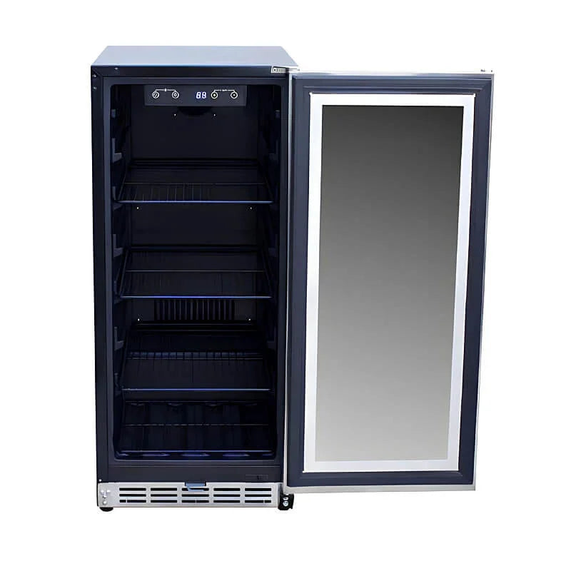Summerset 15 Inch 3.2 Cu. Ft. Outdoor Refrigerator With Glass Door - RFR-15G - Green Vista Living