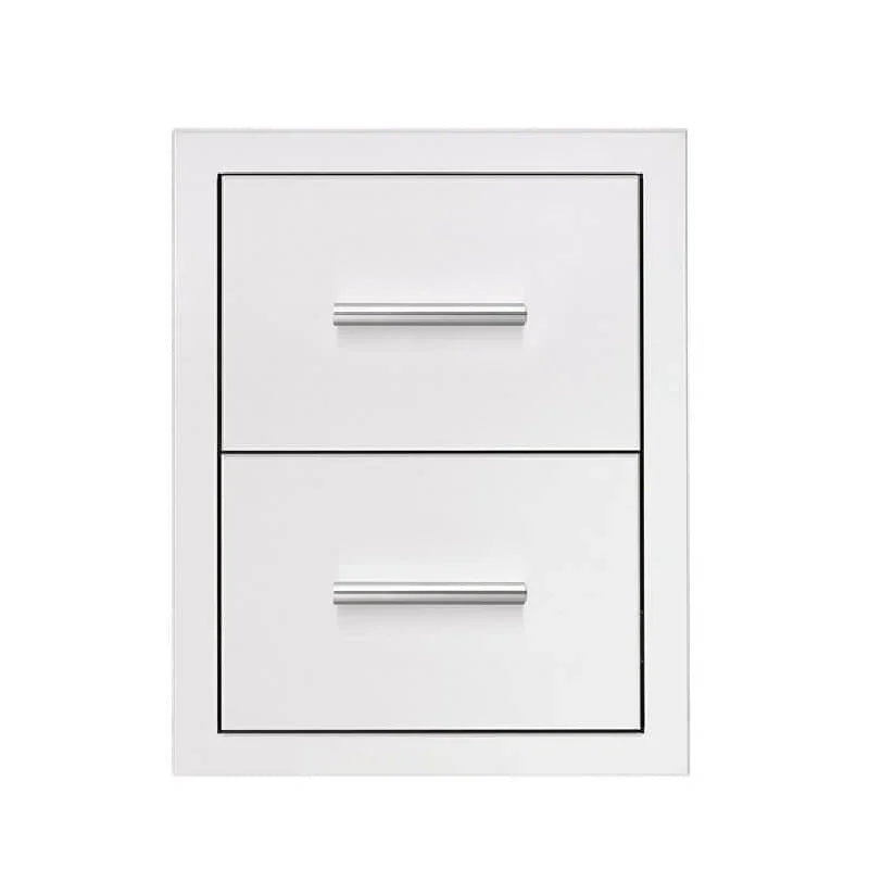 Summerset 17-Inch Stainless Steel Flush Mount Double Drawer - DR2-17 - Green Vista Living