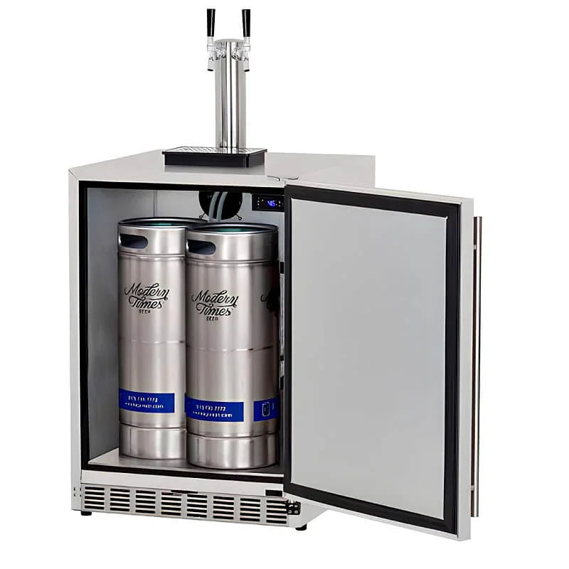 Summerset 24-Inch 6.6 Cu. Ft. Outdoor Rated Double Tap Kegerator - RFR-24DK2 - Green Vista Living