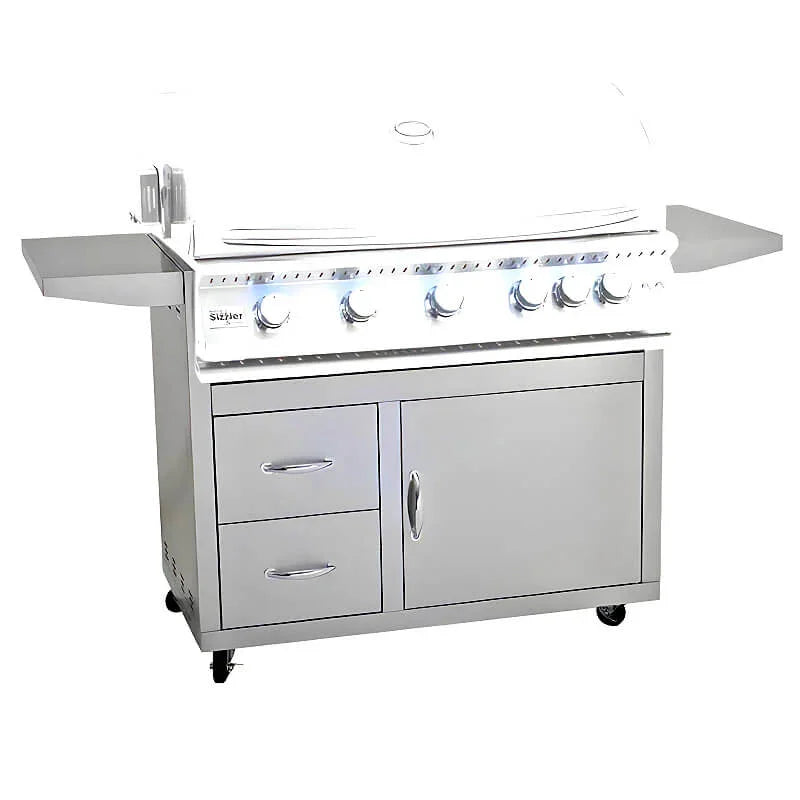 Summerset 40 Inch Sizzler Deluxe Stainless Steel Grill Cart - CART-SIZ40-DC - Green Vista Living