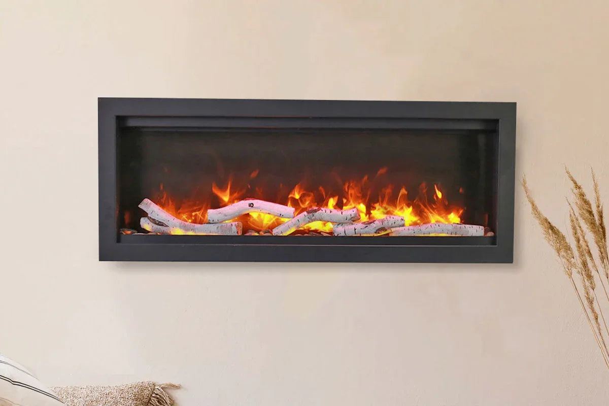 Amantii Symmetry Bespoke 34'' Wall Mount / Recessed Linear Indoor/Outdoor Electric Fireplace - Green Vista Living