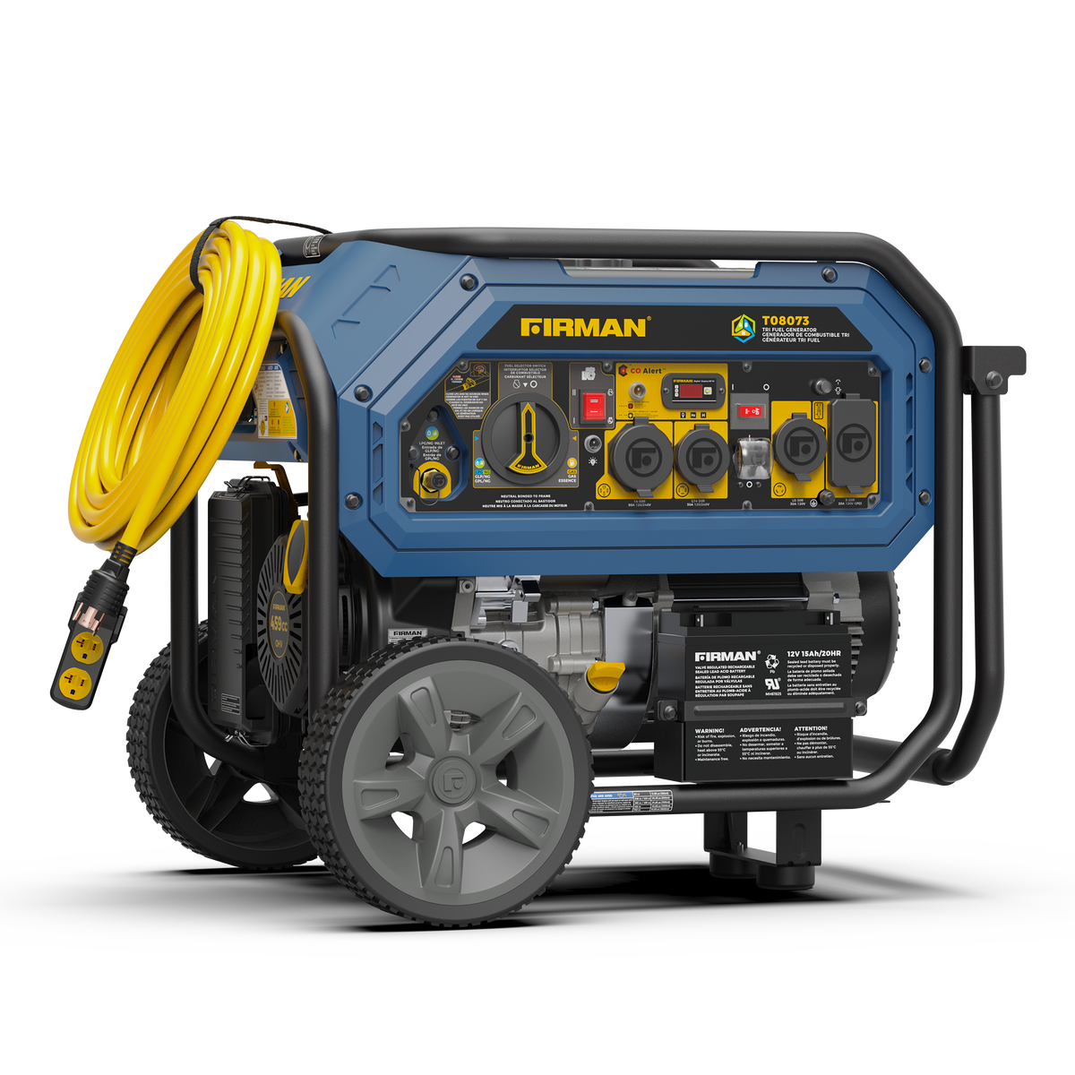 FIRMAN Power Equipment Tri Fuel Portable Generator 10000/8000W Electric Start With CO Alert