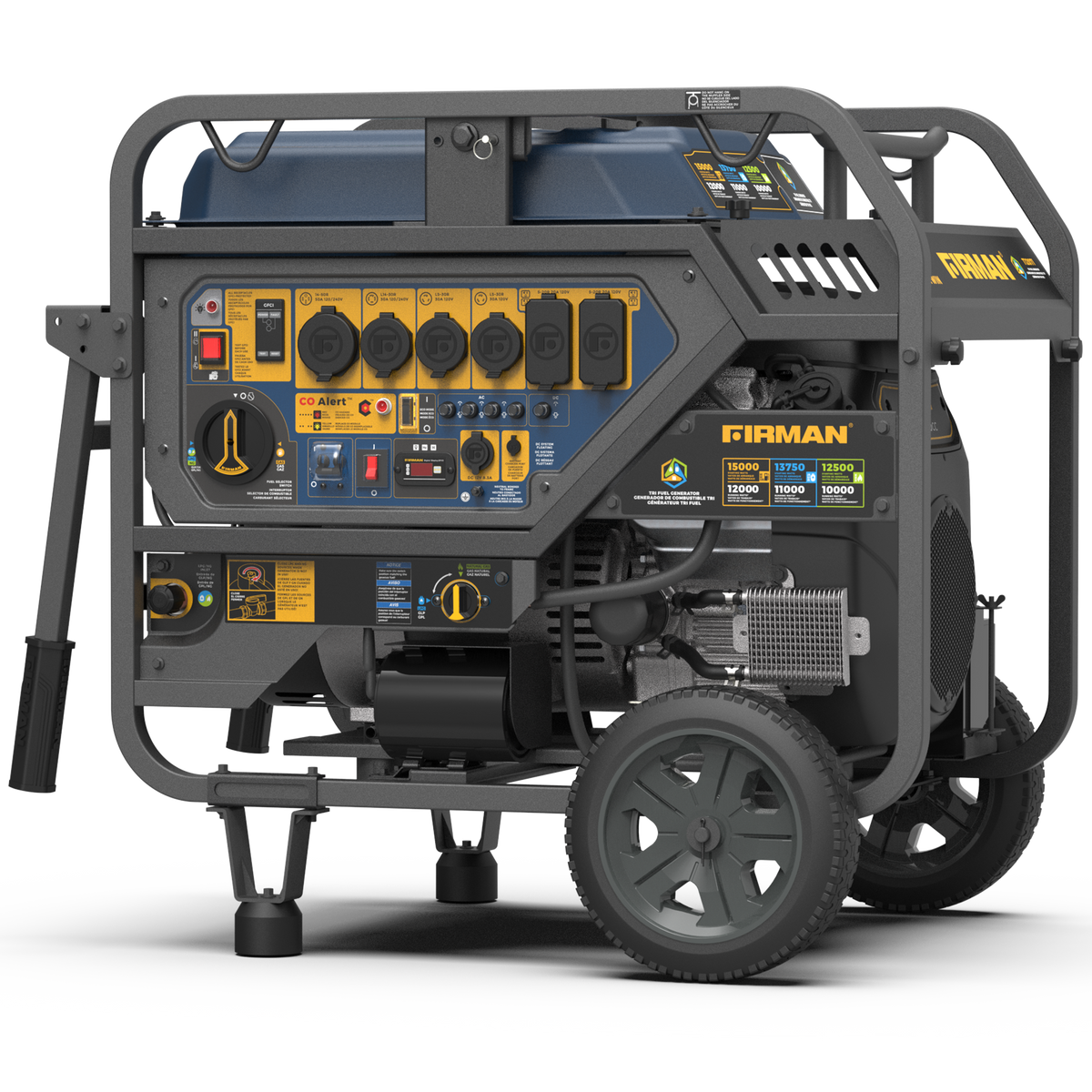 FIRMAN Power Equipment TRI FUEL PORTABLE GENERATOR 15000/12000W ELECTRIC START 120/240V WITH CO ALERT