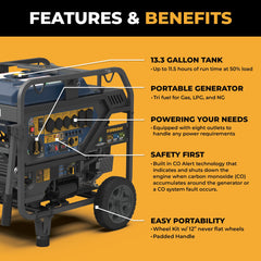 FIRMAN Power Equipment TRI FUEL PORTABLE GENERATOR 15000/12000W ELECTRIC START 120/240V WITH CO ALERT