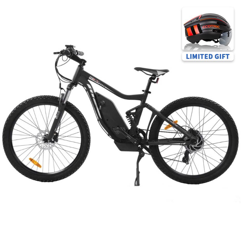 Ecotric Tornado Full Suspension Electric Bike - Matt Black - Green Vista Living