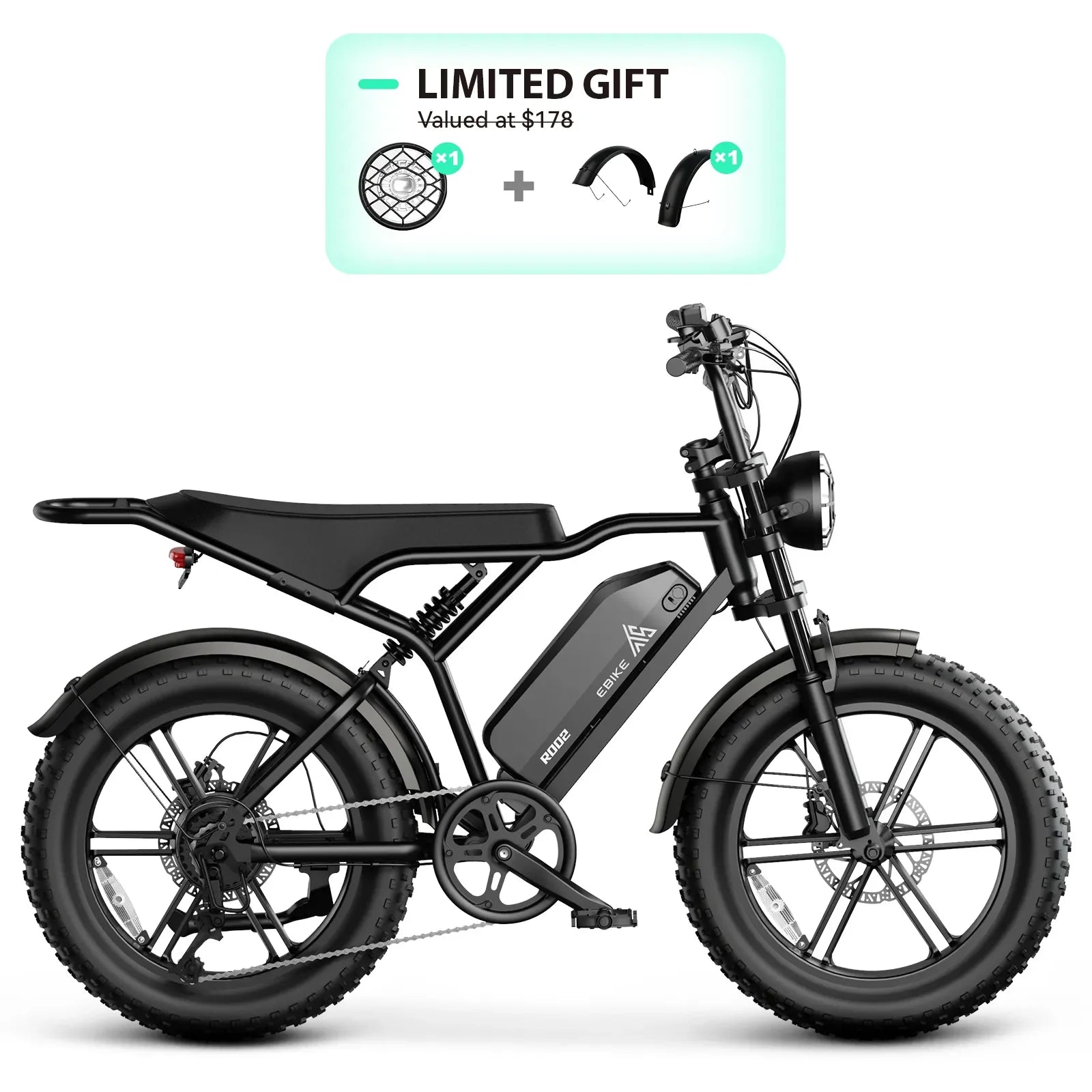TST R002 20'' 1500W Full Suspension Moped-style Electric Bike - Green Vista Living