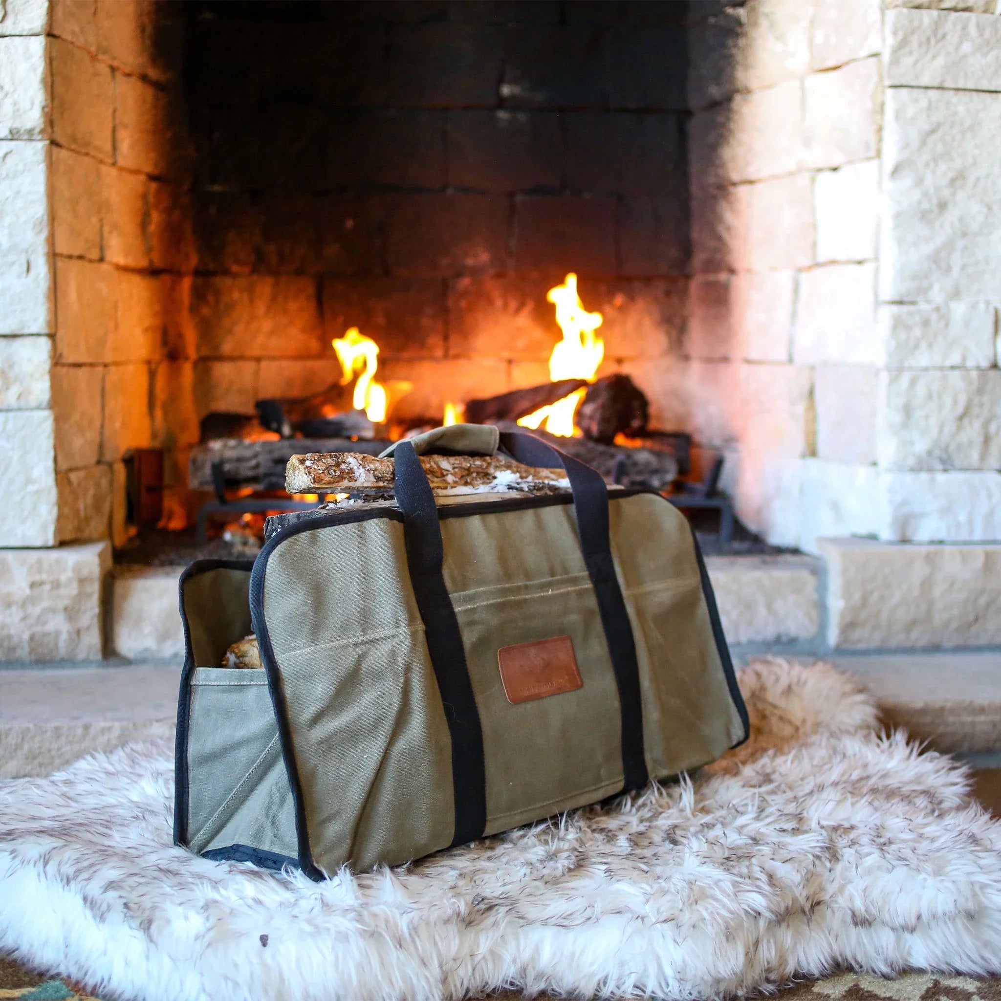 Tote Shape Canvas Firewood Log Carriers - Green Vista Living