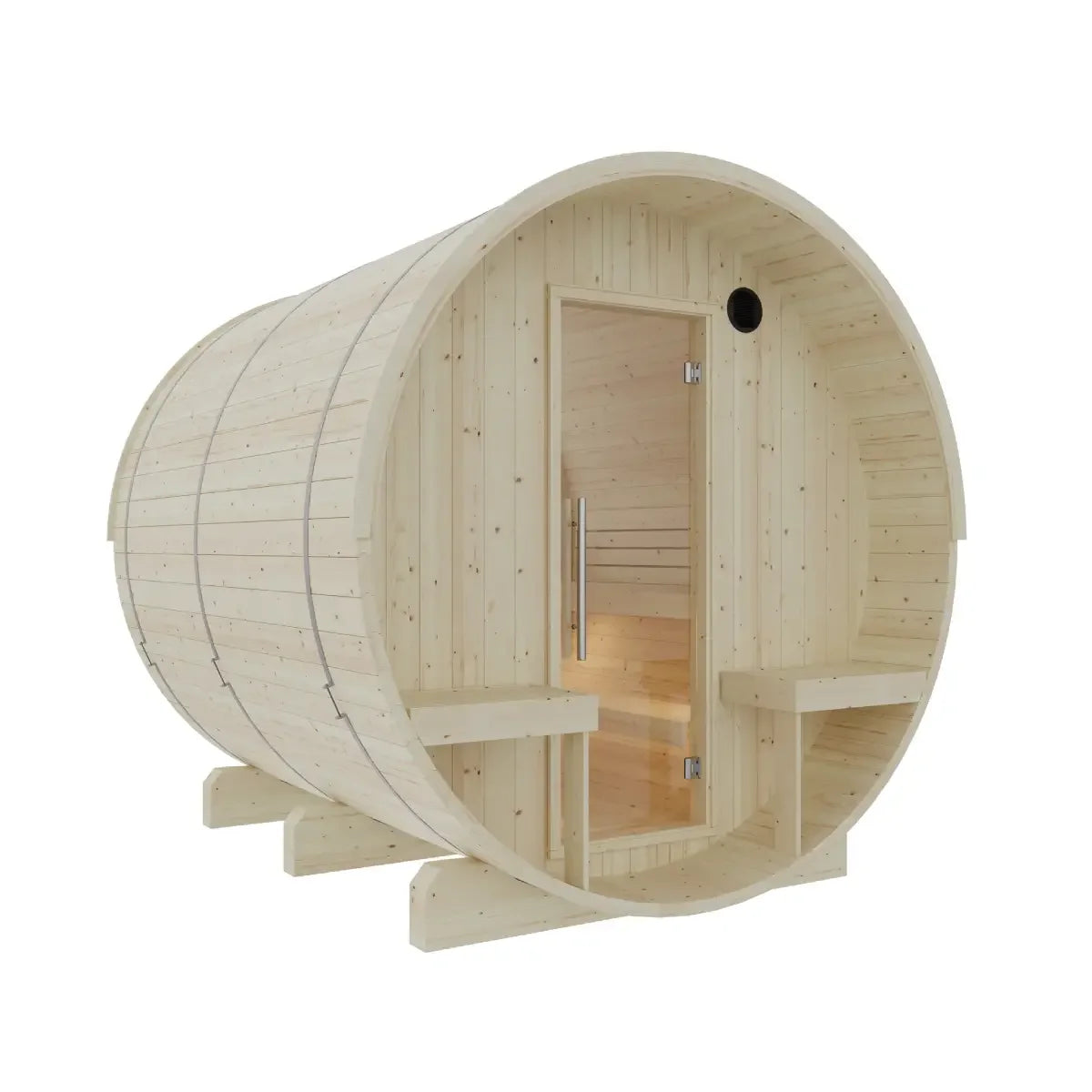 Turku Finnish Barrel Sauna with Terrace and WiFi Heater - Finnish Sauna Builders - Green Vista Living