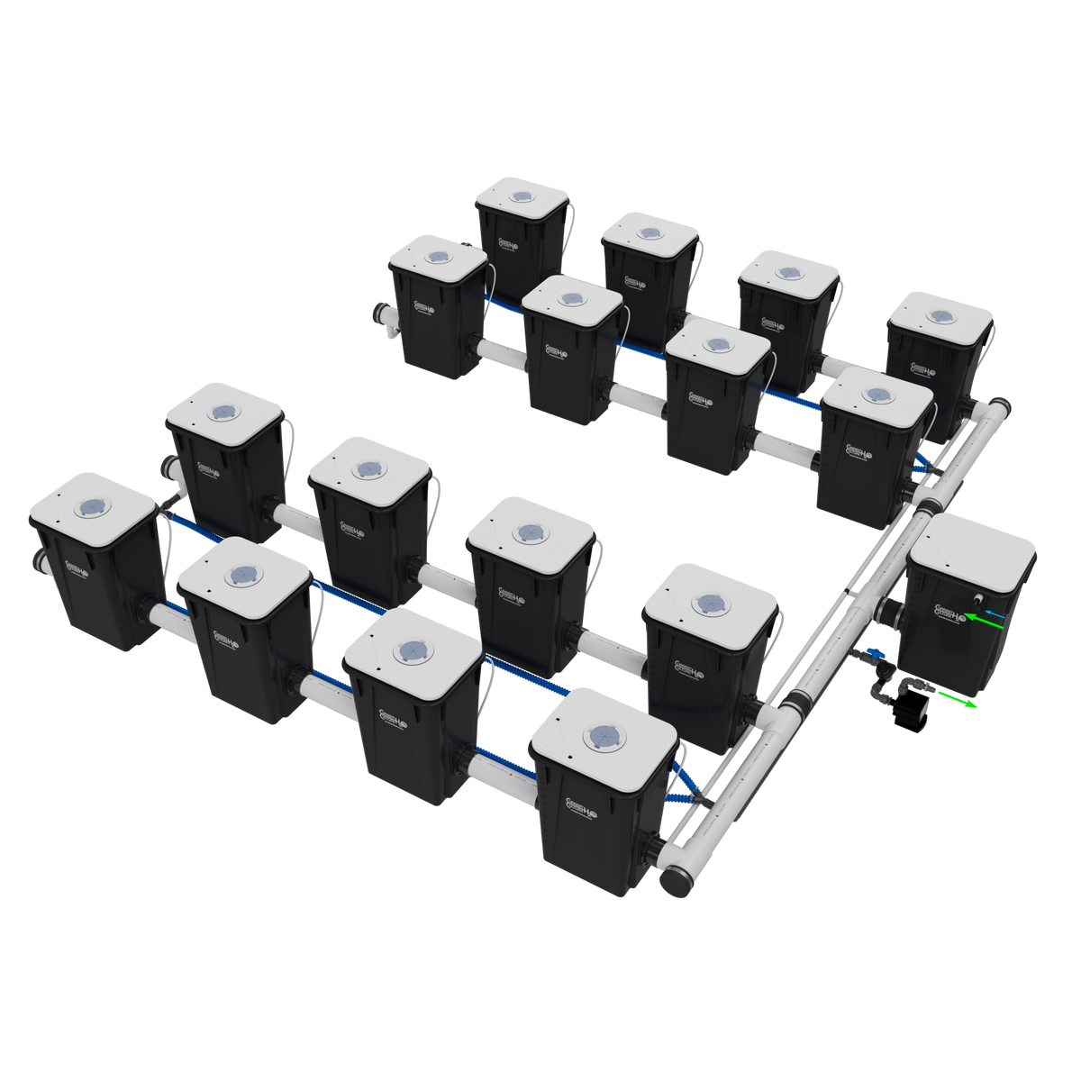 Current Culture H2O RDWC Hydroponic Grow System 4 Row 30" Plant Spacing | UCDB16XL13