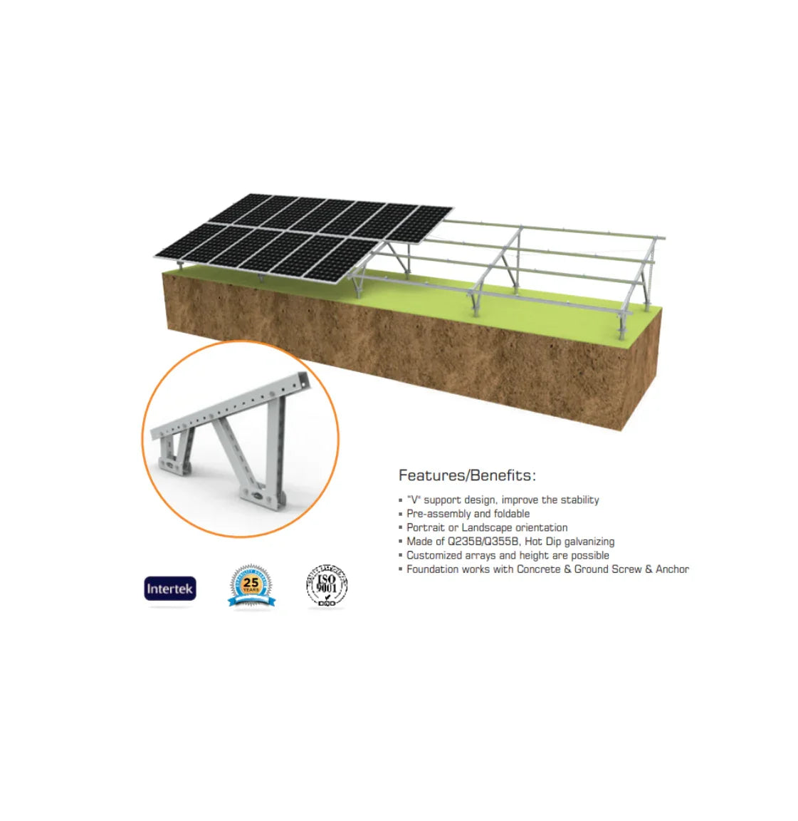 Chiko USA GroundFlex U2V Solar Panel Ground Mount Kit | Standard Module Version - Green Vista Living