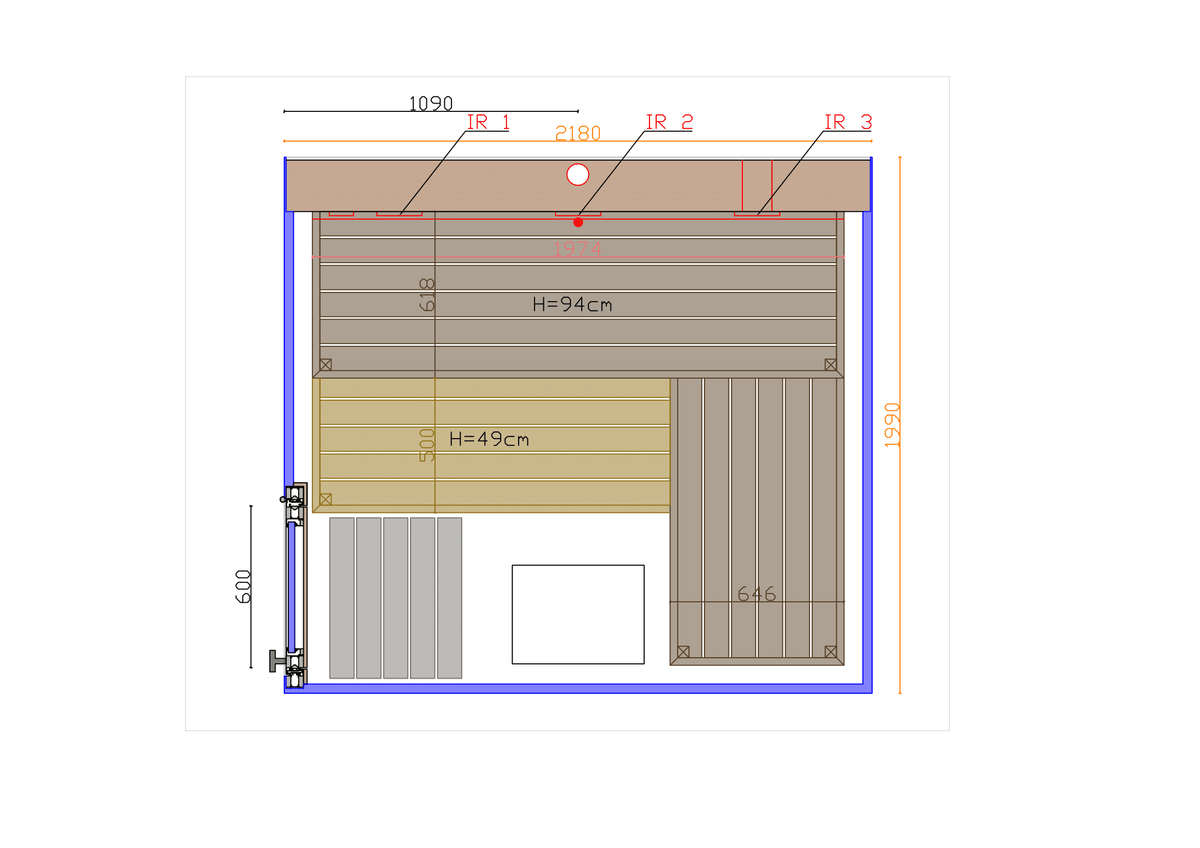 Thermasol Vue - Front Panoramic Glass, 3-4 Person, Outdoor Sauna