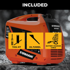 FIRMAN Power Equipment Gas Inverter Portable Generator 2000/1600W Recoil Start