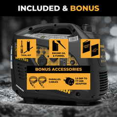 FIRMAN Power Equipment Inverter Portable Generator 2100/1700W Recoil Start with CO Alert