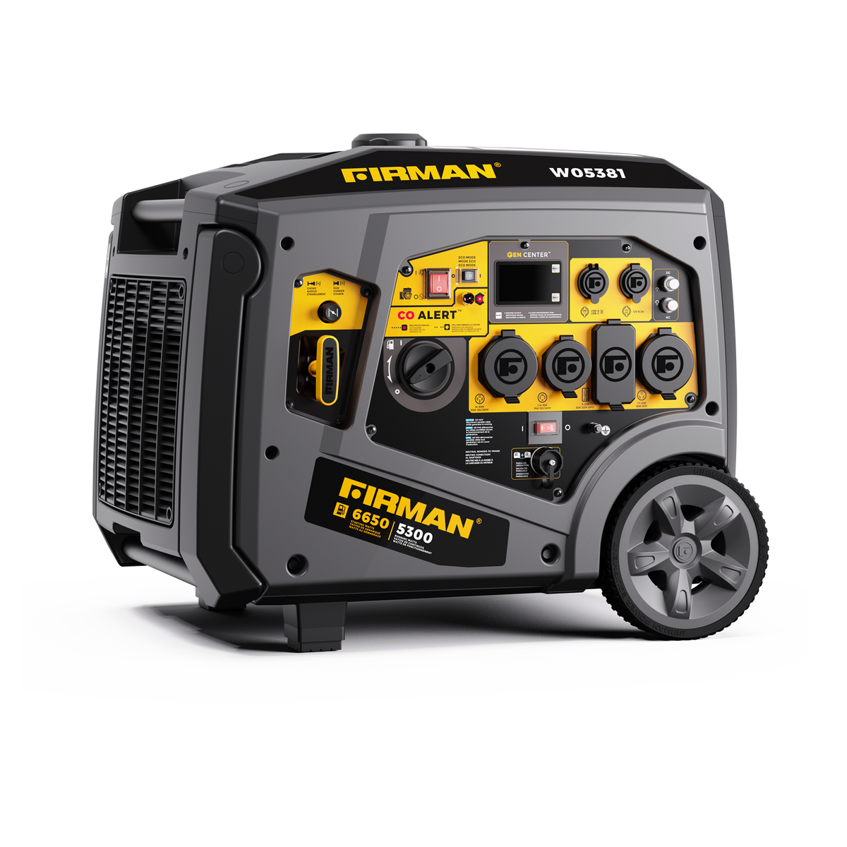 FIRMAN Power Equipment Gas Inverter Portable Generator 6650/5300 Watt 120/240V CO Alert