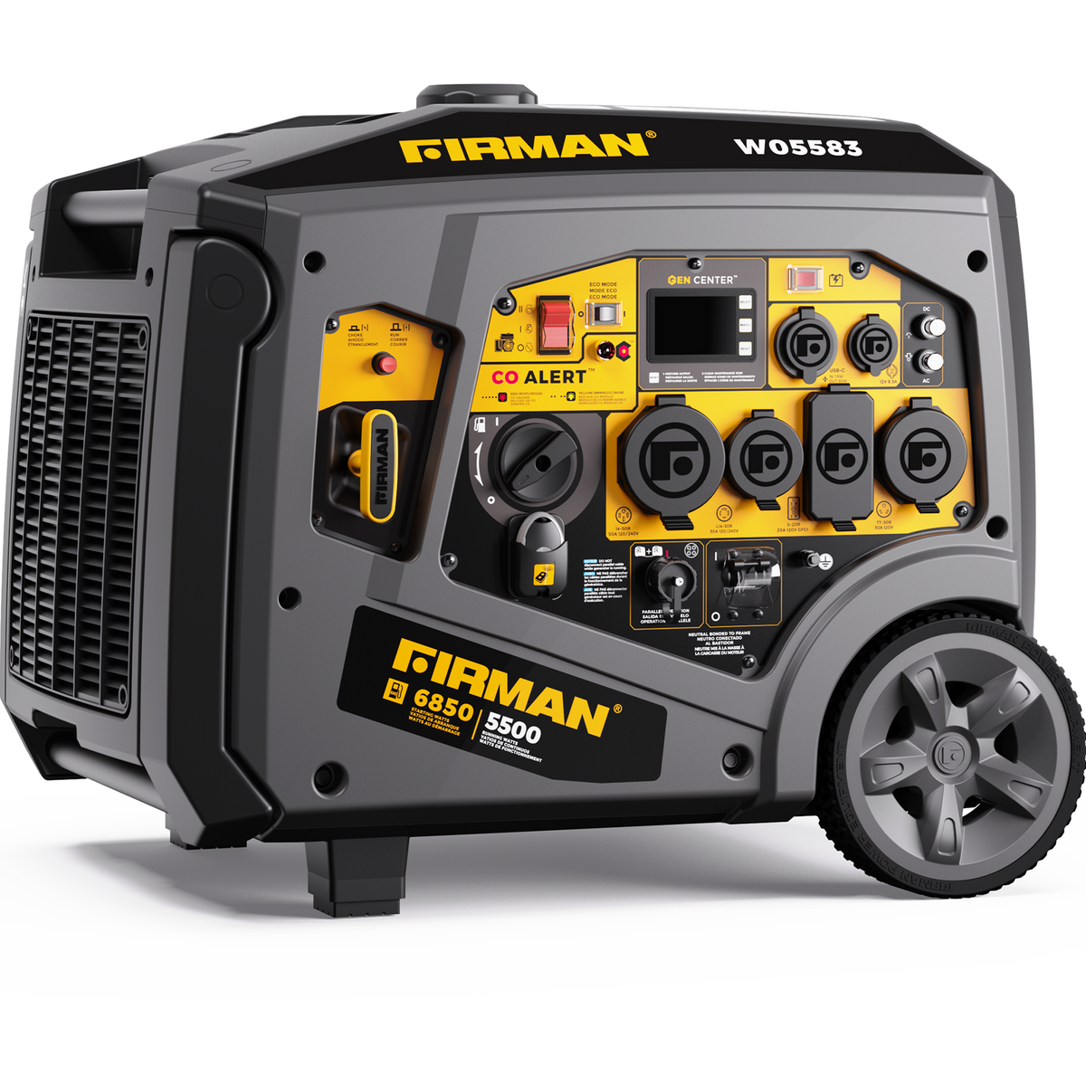 FIRMAN Power Equipment Gas Inverter Portable Generator 6850/5500 Watt Remote Start 120/240V CO Alert
