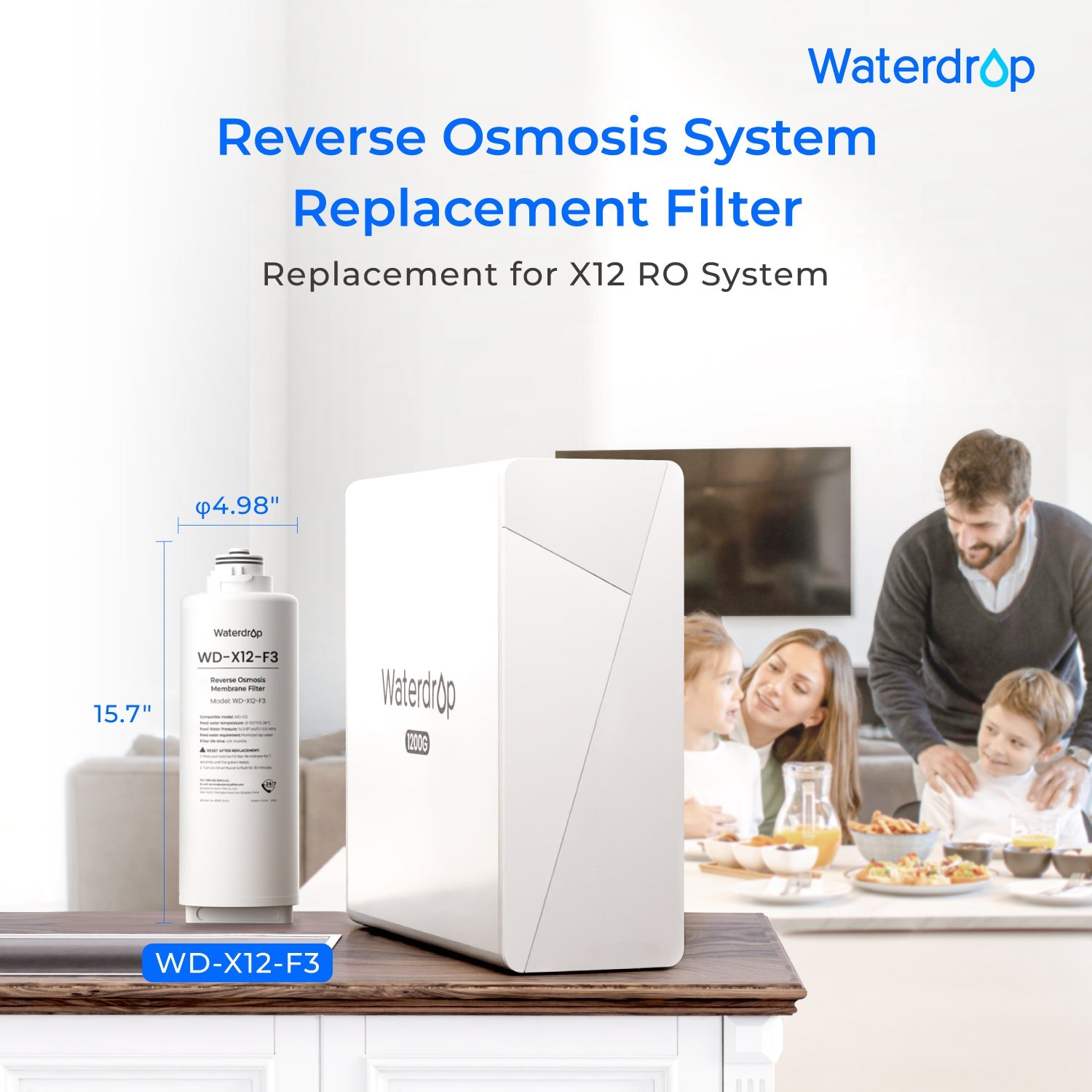 Waterdrop X12 RO System Replacement Filter Combo Set - 1200GPD